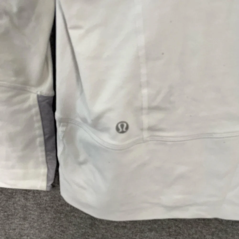 Lululemon Jacket Womens 10 White Gray Full Zip Thumbholes Track Define Yoga